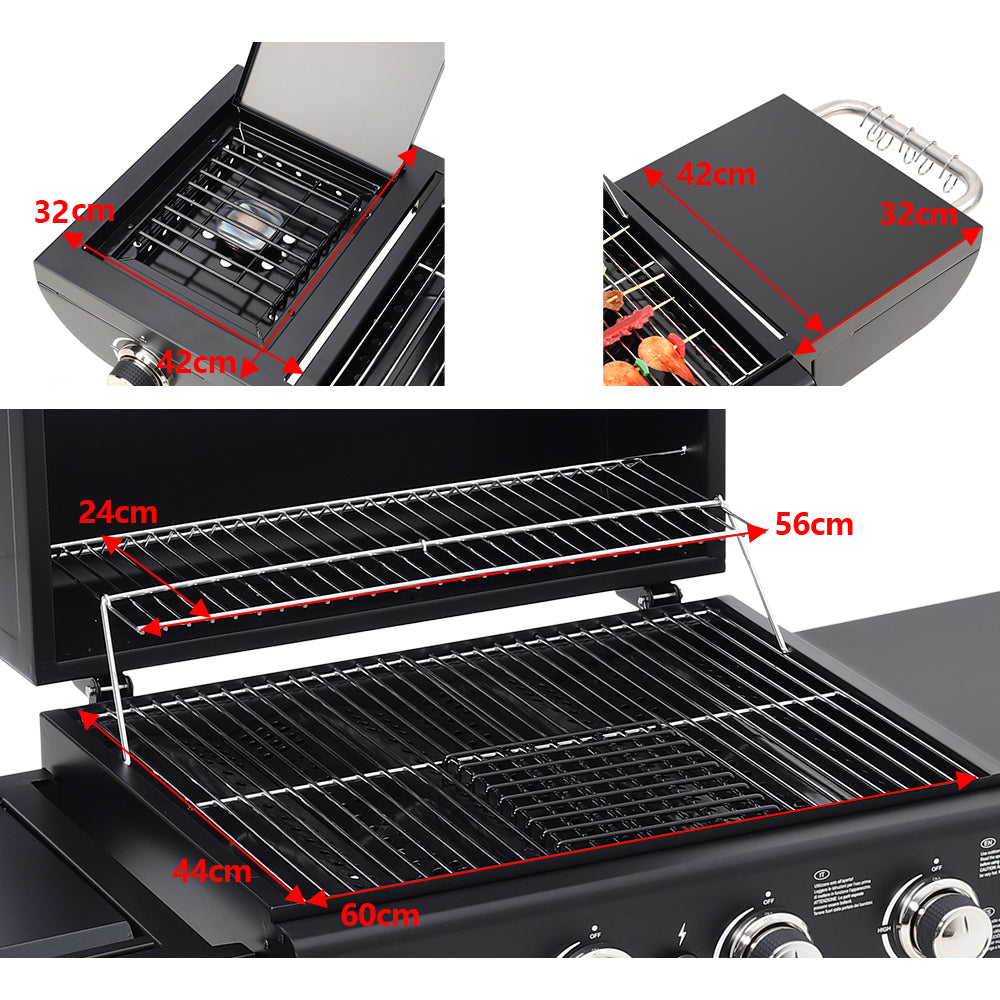 5-burner Outdoor Gas Burner With Side Burner Gas Gill