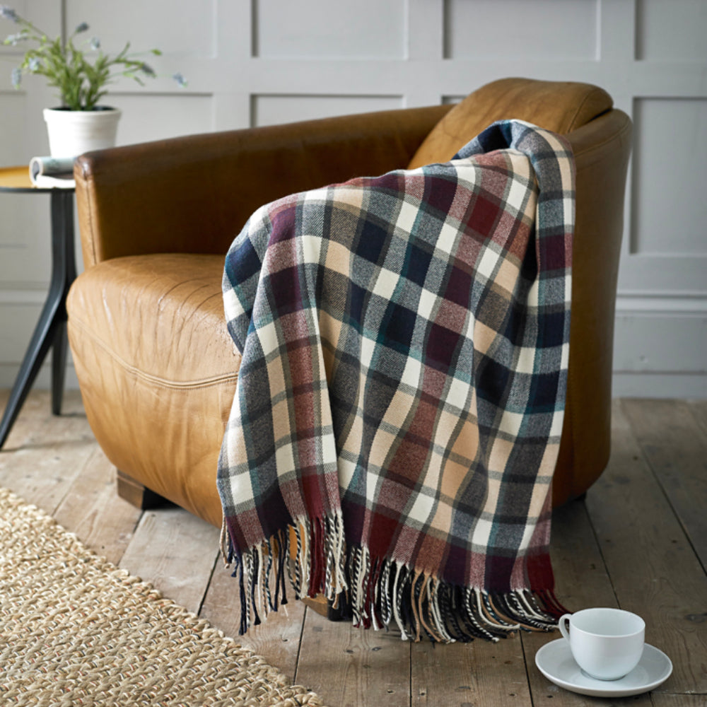 Artillery Tartan Faux Cashmere Large Throw | Purple