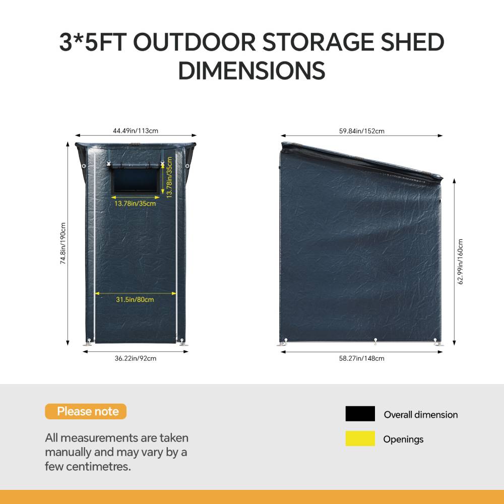 Breeins 3 X 5ft Outdoor Garden Storage Shelter With Roll-up Zipper Door