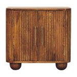 Solid Wood Solis Fluted Mini Sideboard, 2 Doors And 2 Shelves, Light Brown