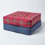 Tartan Check Cotton Armchair Booster Cushion | 50cm x 50cm | Red