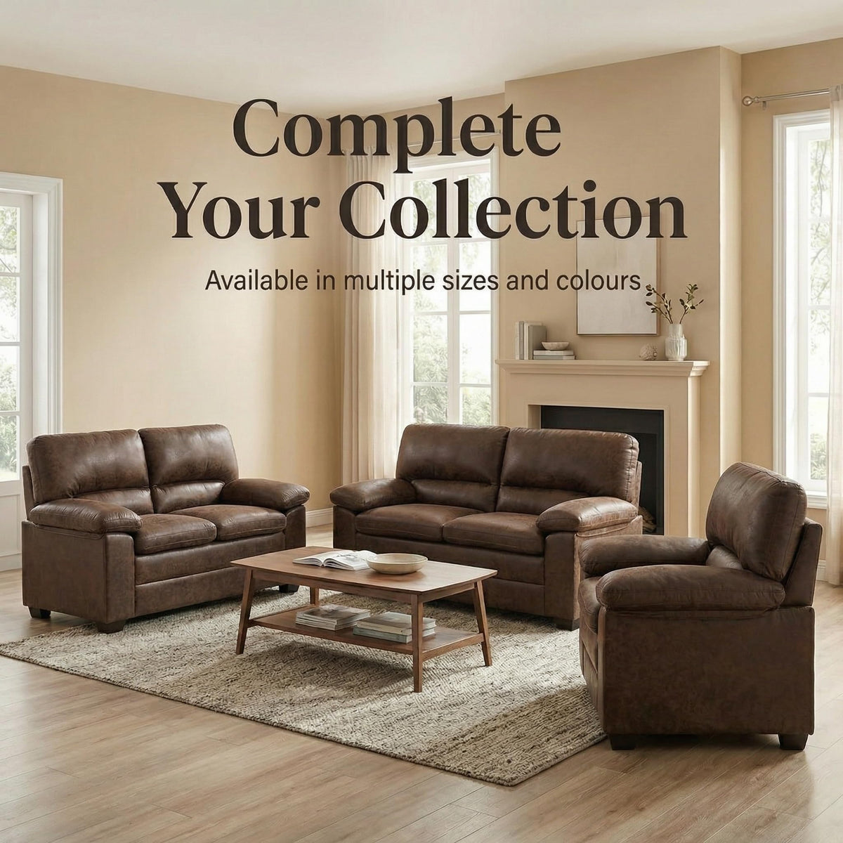 Oxford Faux Leather Sofa 1 Seater | Chocolate