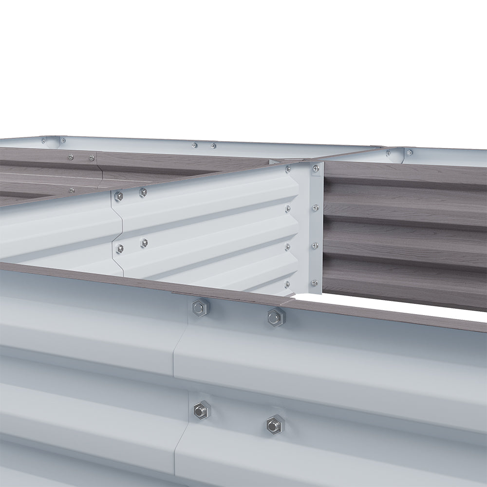 U-shaped Raised Garden Bed Metal Planter Box With 5 Compartments | Grey