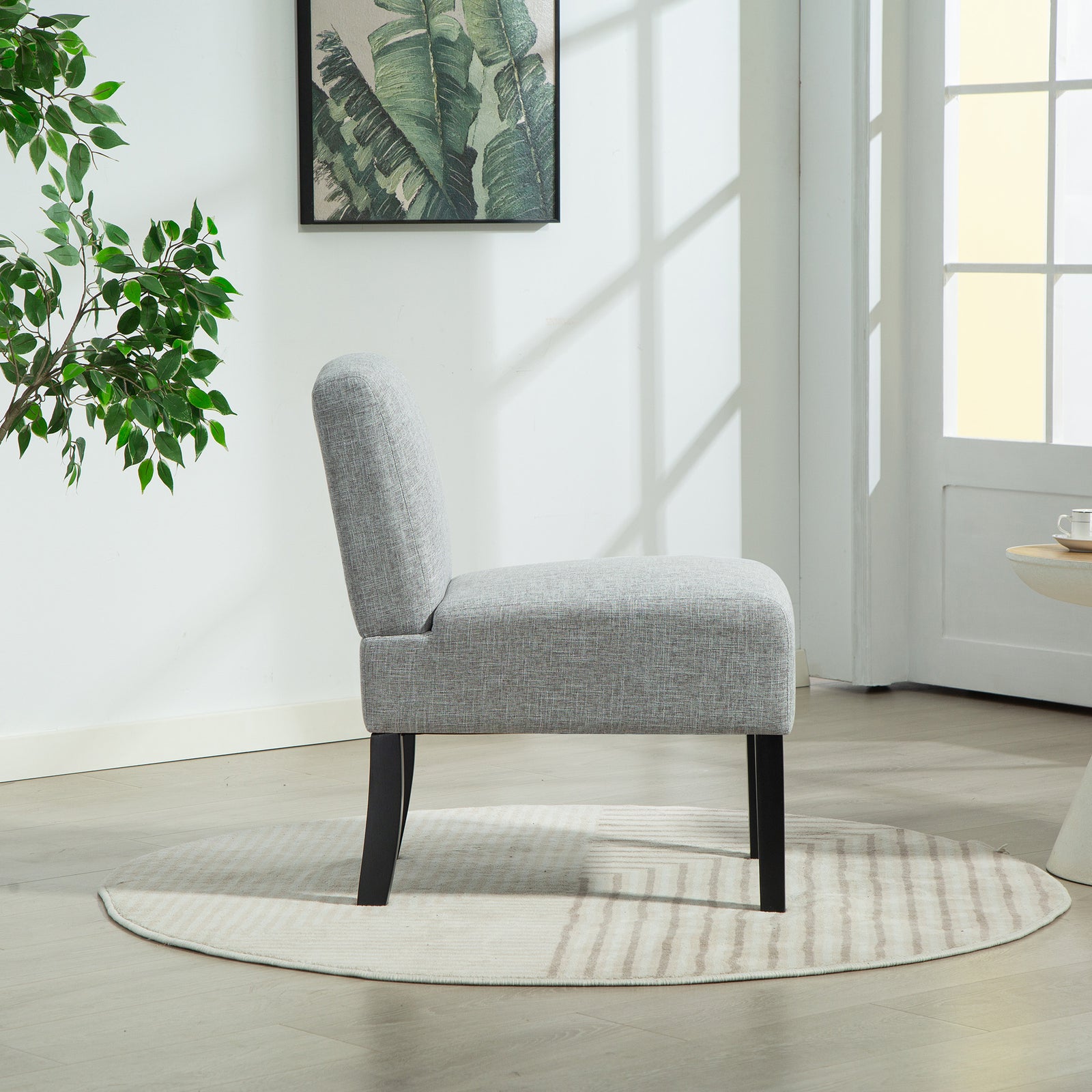Elara Fabric Armless Accent Chair | Light Grey