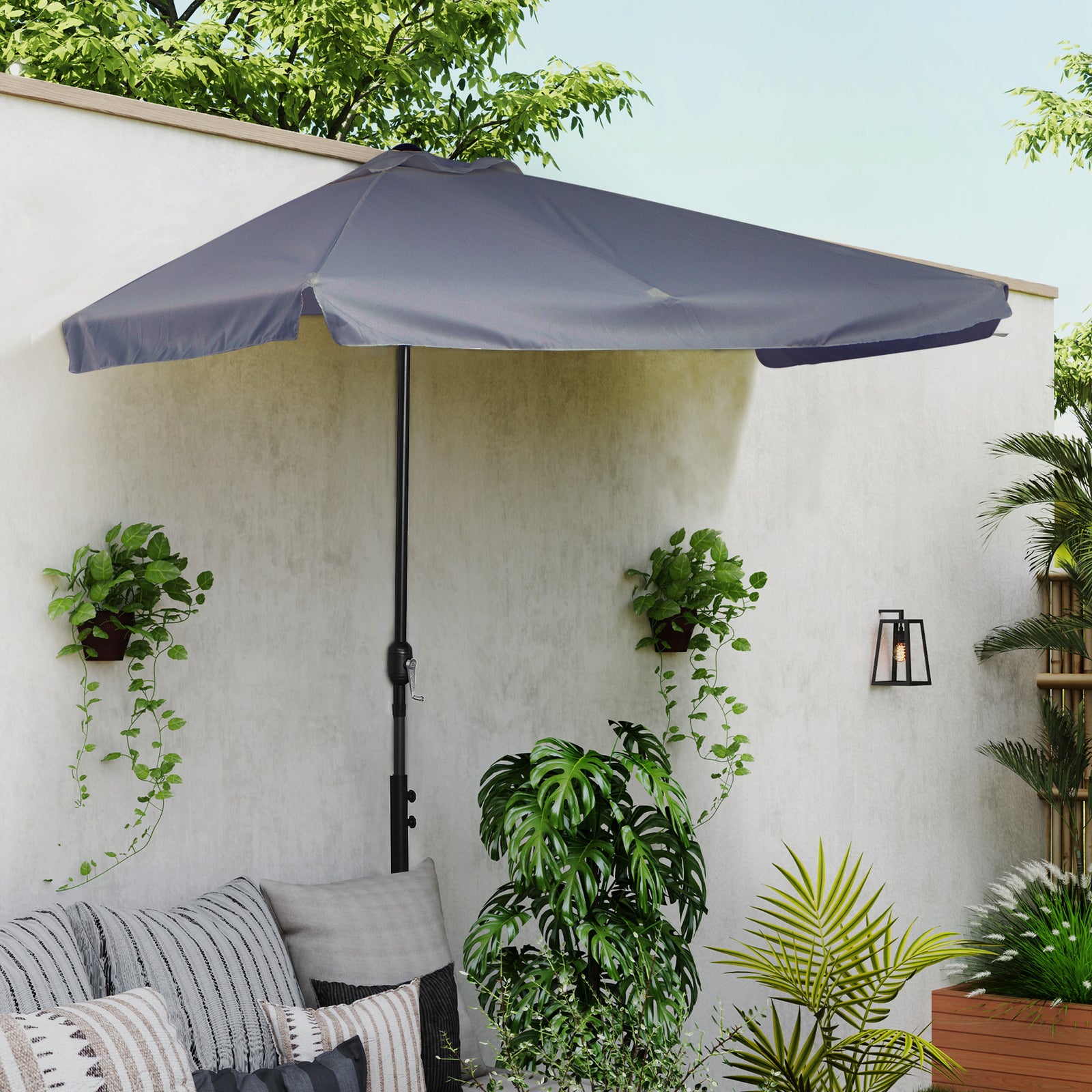 2.3m Half Round Parasol Balcony W/ Crank