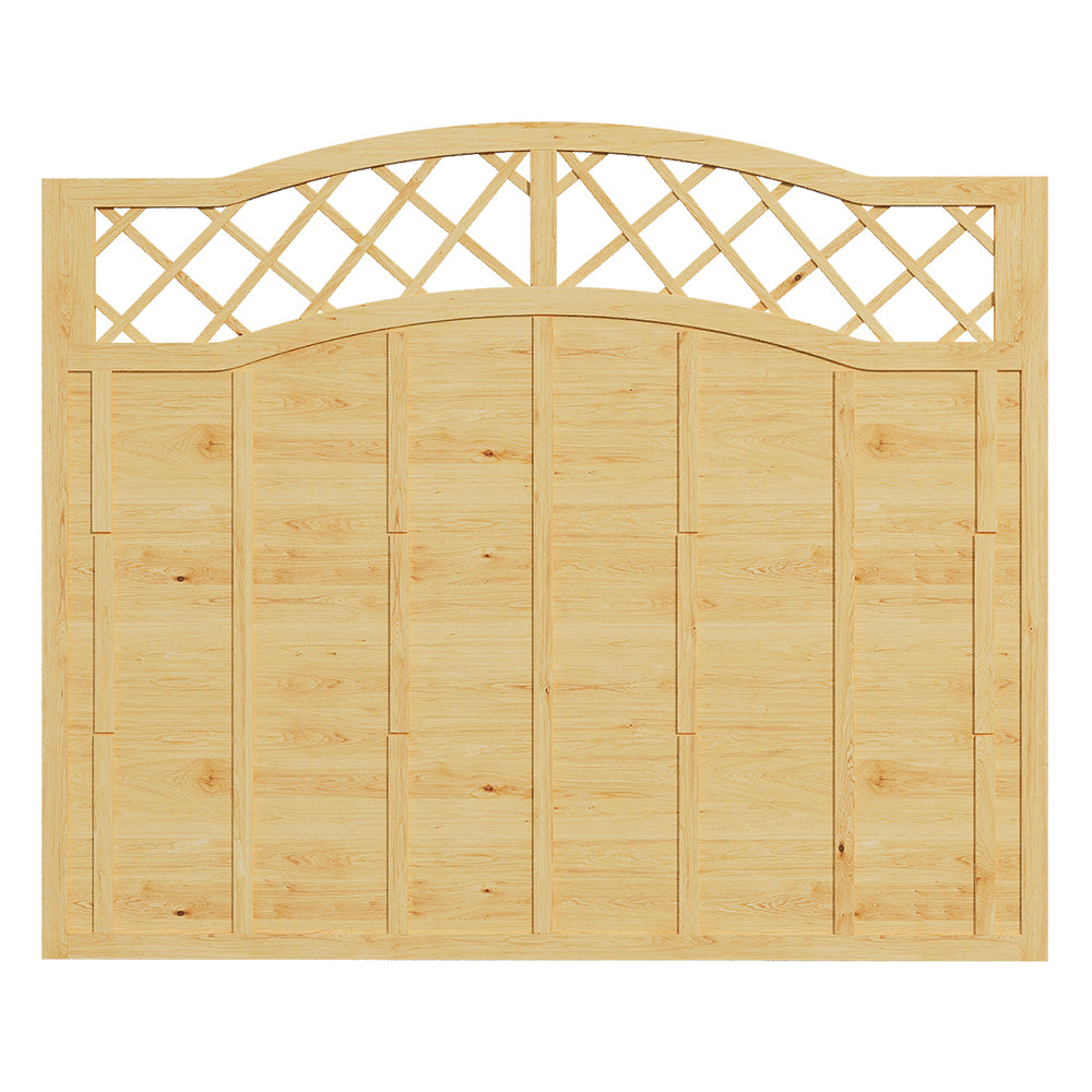 Spruce Wood Fence Panel With Arched Lattice Top 180cm W X 90/120/150/180cm H– Natural Finish, Durable, Easy Diy Garden Privacy Screen | Large