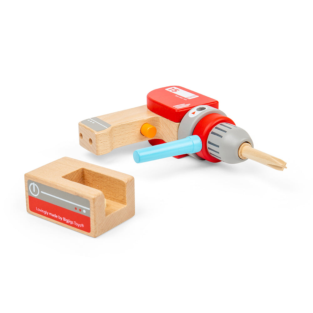 Wooden Drill - Toy Drill With Magnetic Drill Bits