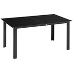 Outdoor Garden Dining Table For 6, Glass Top, Black
