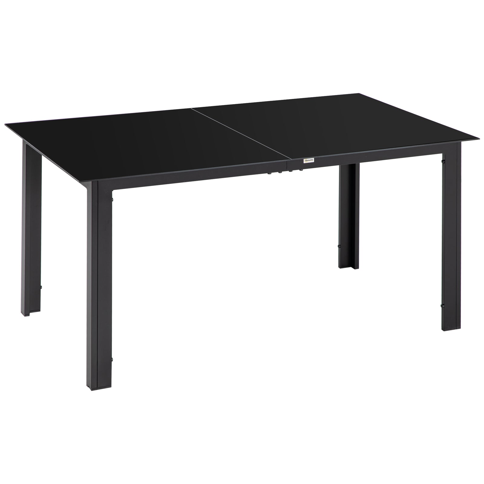 Outdoor Garden Dining Table For 6, Glass Top, Black
