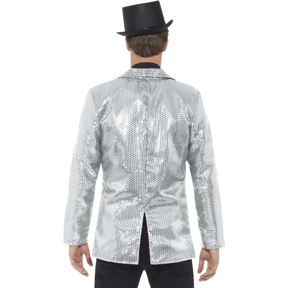 Sequin Jacket, Mens | Medium | Silver