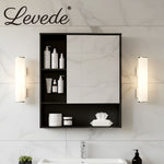 Bathroom Mirror Cabinet Wall Mounted Storage Cupboard Black Open Shelf | Black