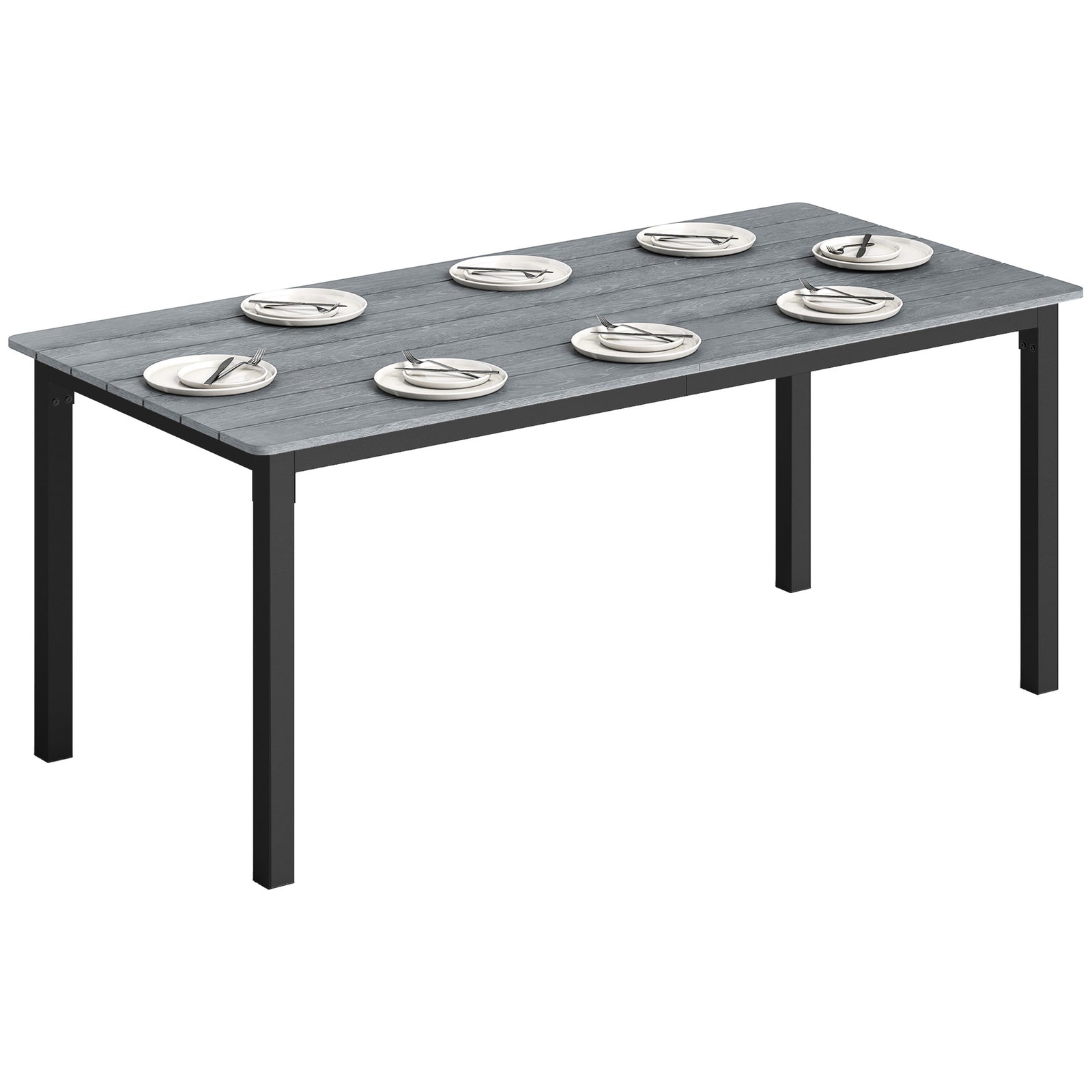 180 X 86 Cm Garden Dining Table For 6-8 Person | Grey