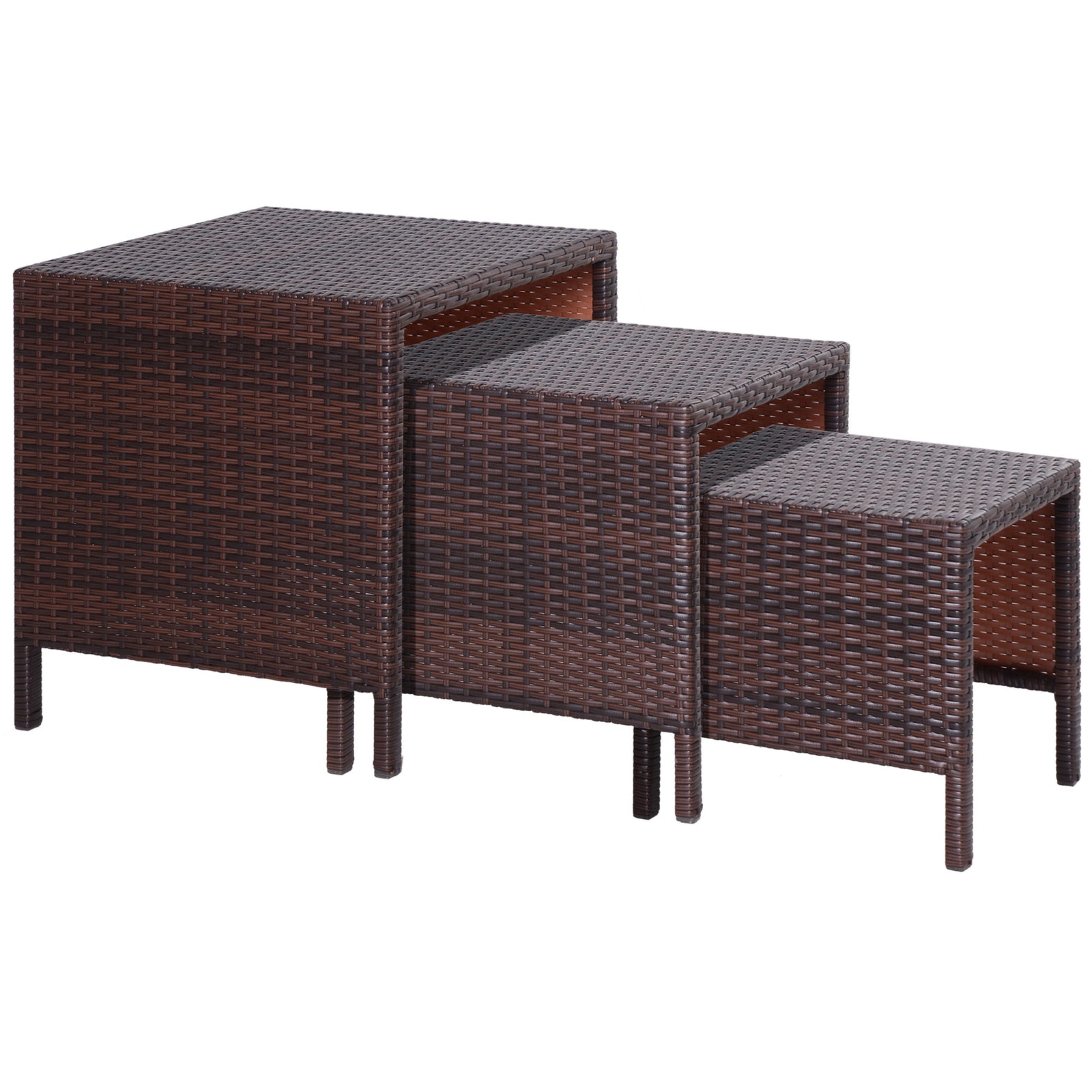3 Pieces Pe Rattan Side Table Set