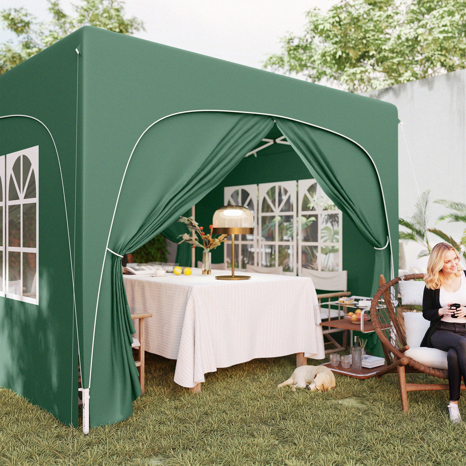 3x3m Pop Up Gazebo With Sides, Bag, Upf50+ | Green