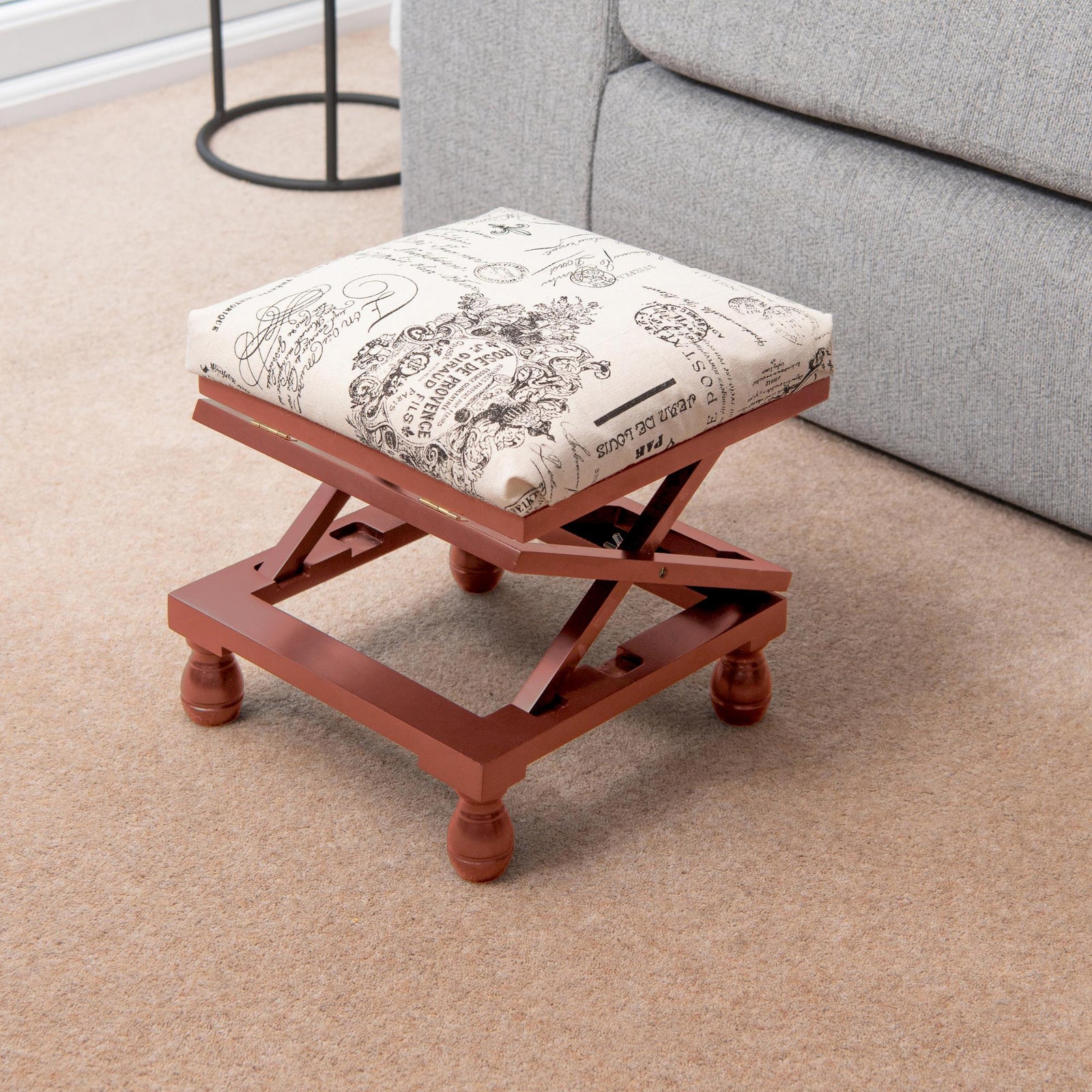 Greenhurst 3 Position Footstool Height Adjustable Padded Top Oak Frame