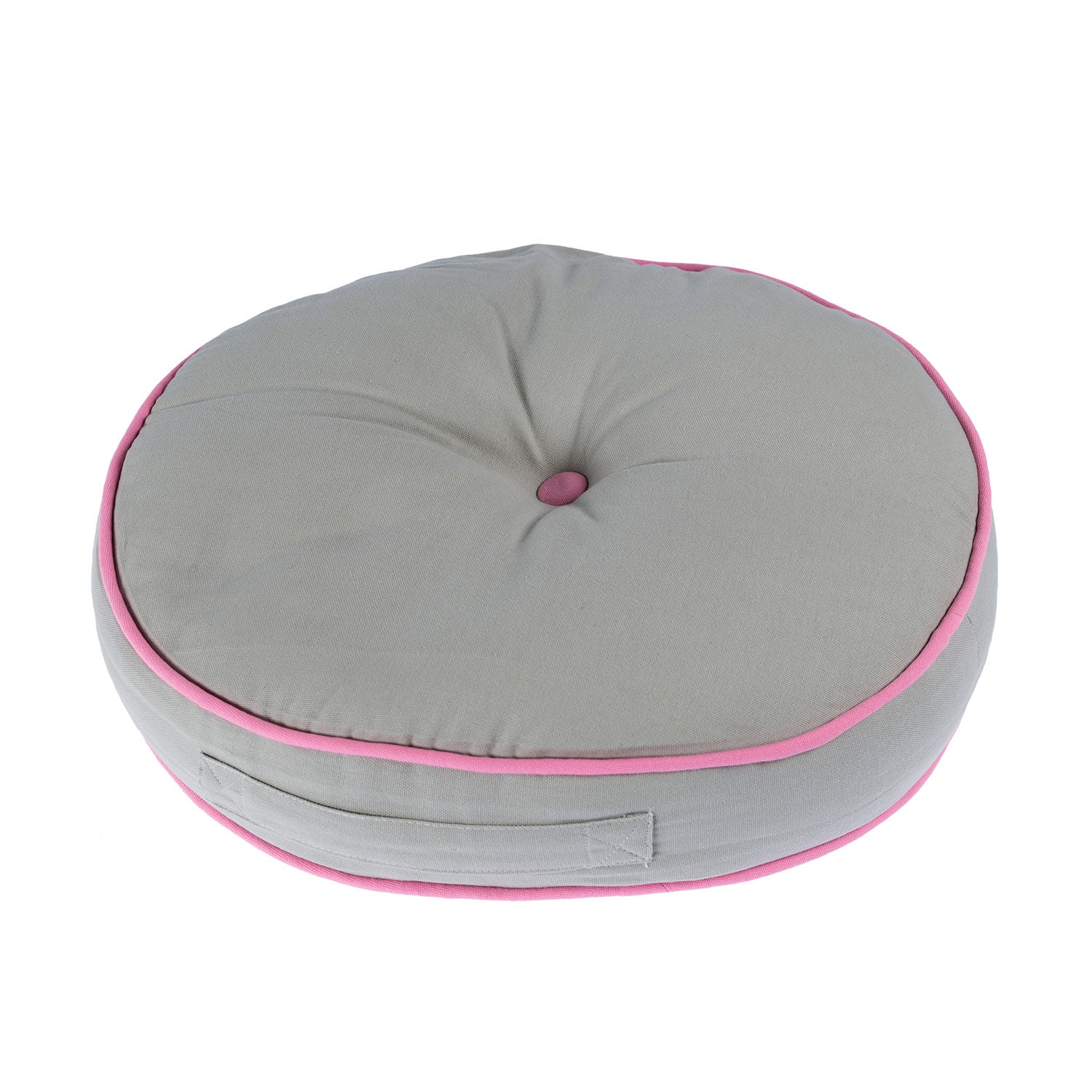 Round Plain Floor Cushion | 43cm x 43cm | Pink & Grey