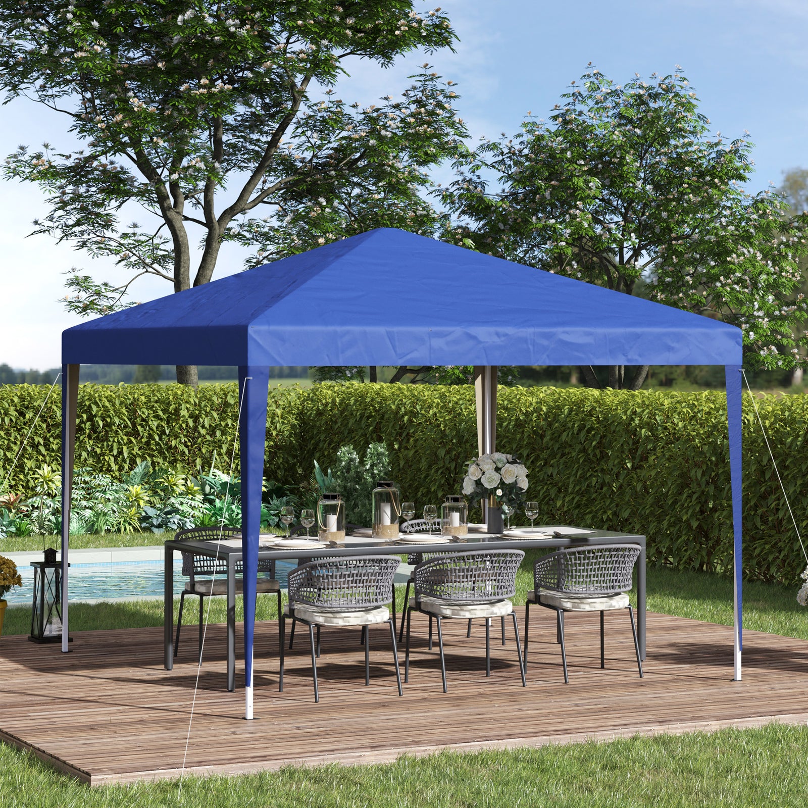 3 X 3m Garden Pop Up Gazebo Height Adjustable Marquee | Blue