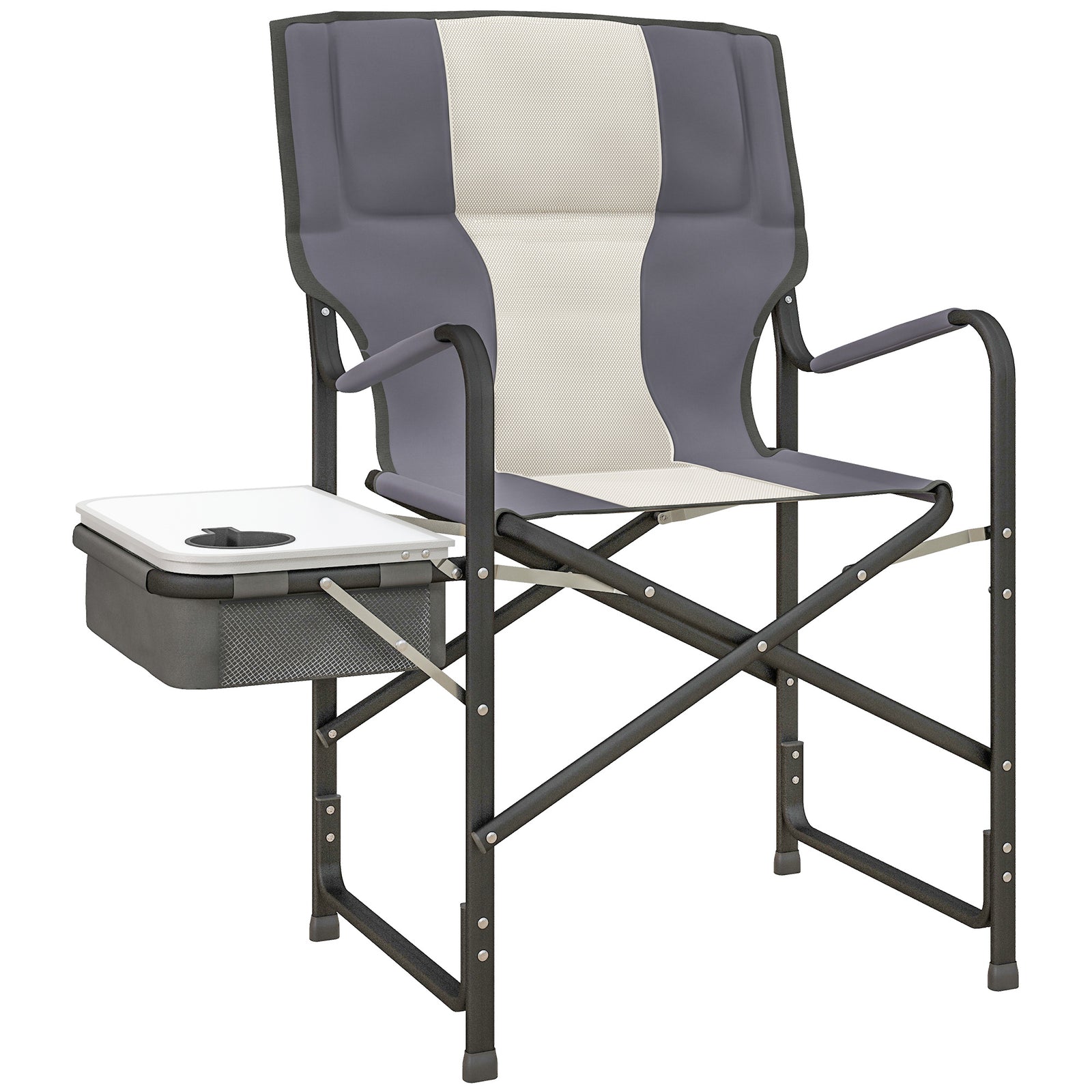 Aluminium Directors Chair Folding Camping Chair W/side Table | Gray