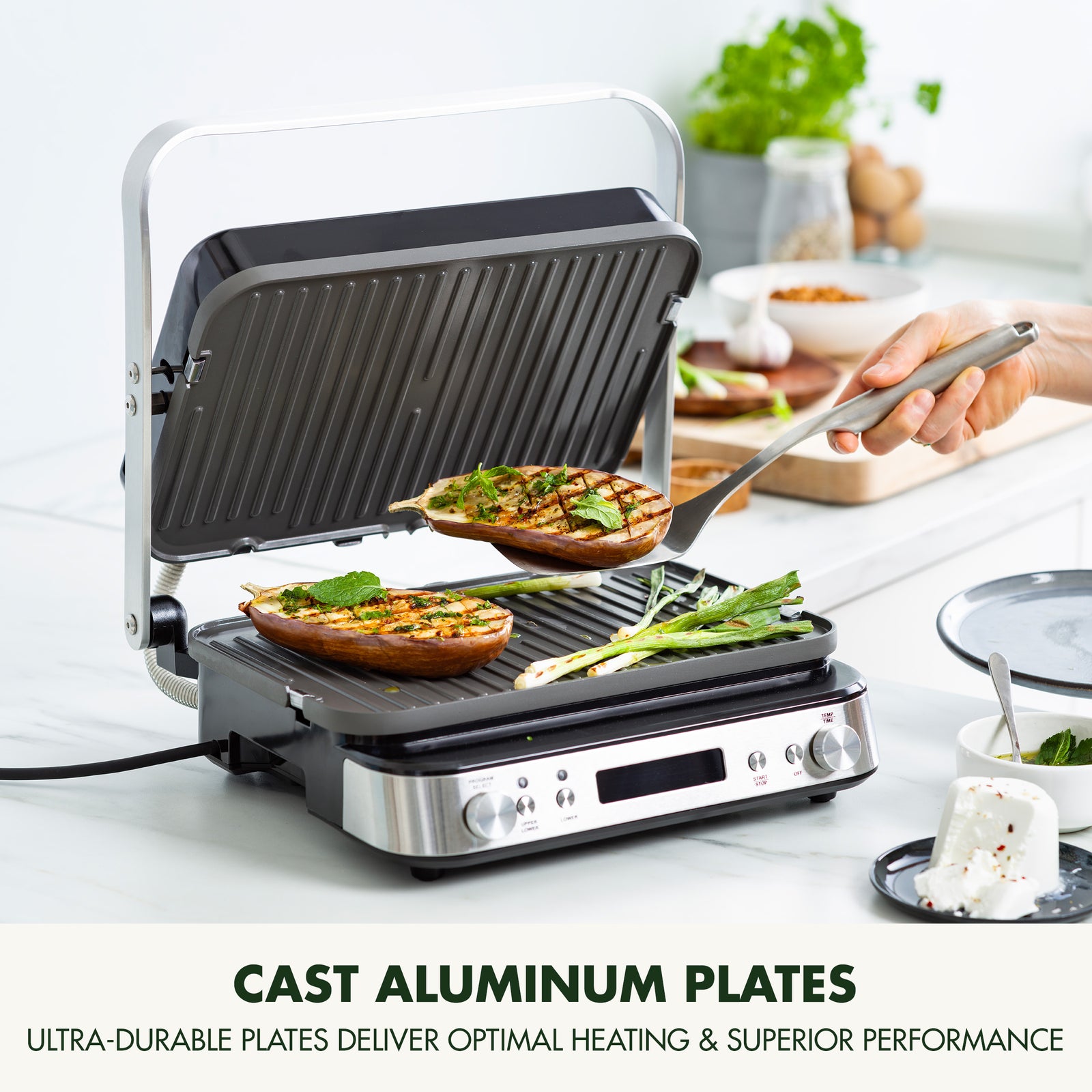 Bistro 6-in-1 Contact Grill And Griddle, Pfas-free Non-stick Ceramic | Silver