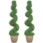 HOMCOM Topiary Spiral Boxwood Trees In Pot Set Of 2
