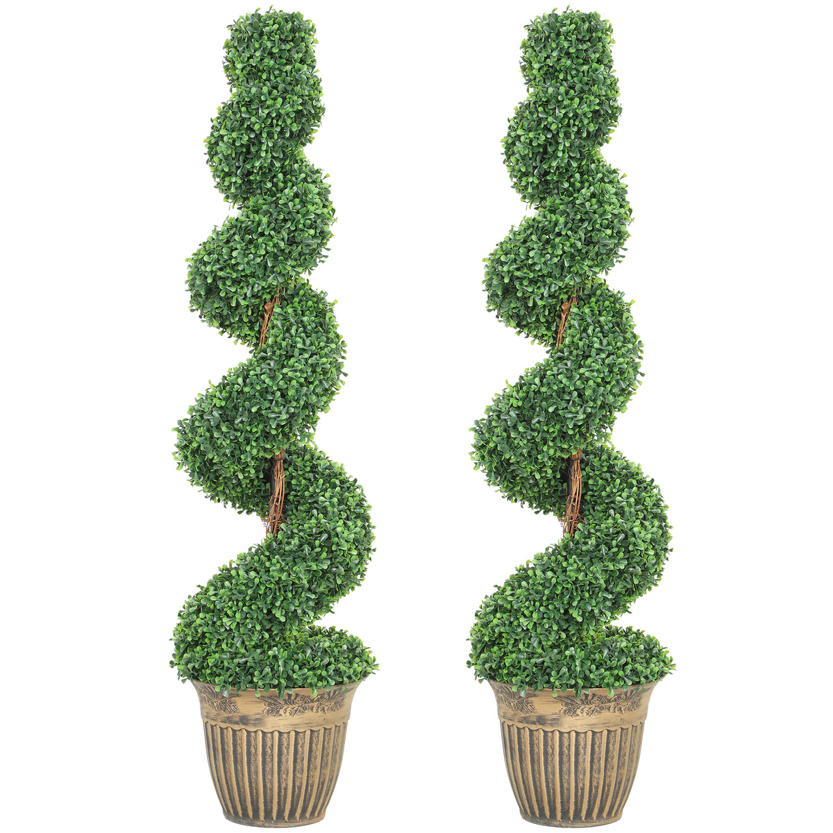 HOMCOM Topiary Spiral Boxwood Trees In Pot Set Of 2