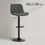 Bar Stools Set Of 2, Modern Armless Bar Chairs | Grey