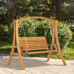 2 Seater Garden Swing Chair, Outdoor Wooden Swing Lounger
