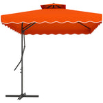 2.5m Square Cantilever Parasol W/ Ruffles | Orange