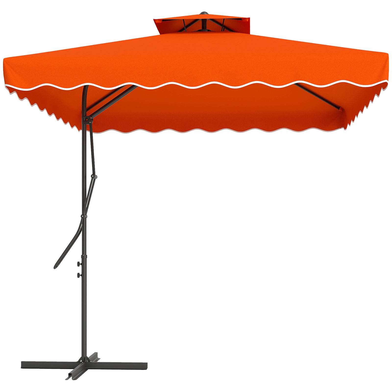 2.5m Square Cantilever Parasol W/ Ruffles | Orange