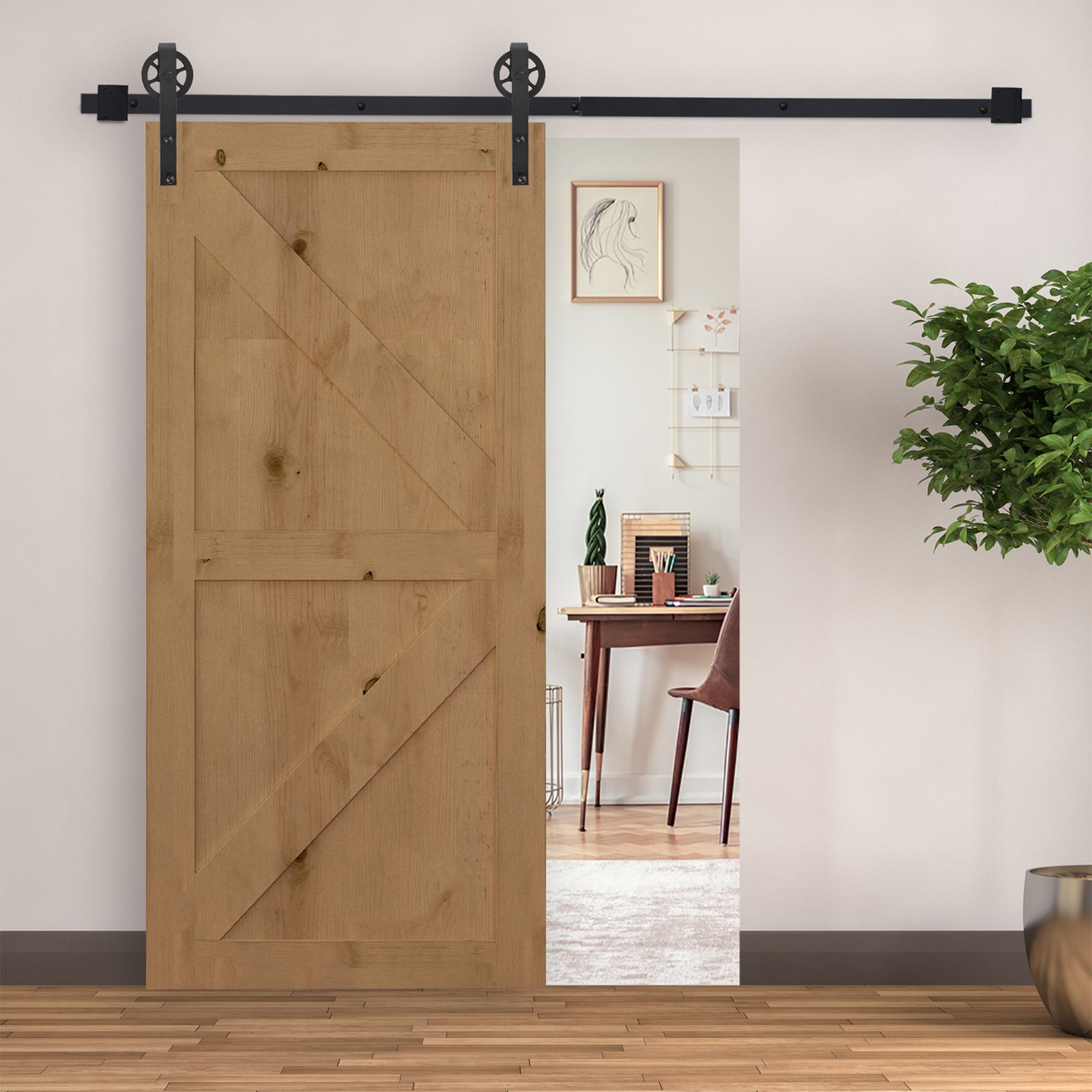 6.6ft Sliding Wood Barn Door Hardware Kits Track Industrial