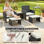 6 Piece Rattan Garden Furniture Set With Nesting Tables | Black