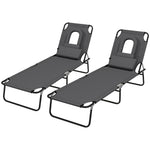 Set Of 2 Sun Lounger Recliner Chairs | Set of 2 | Dark Gray
