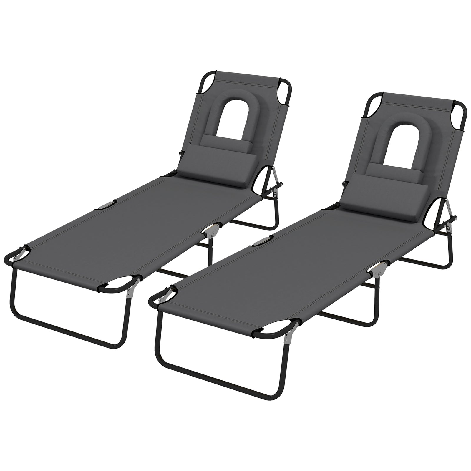 Set Of 2 Sun Lounger Recliner Chairs | Set of 2 | Dark Gray