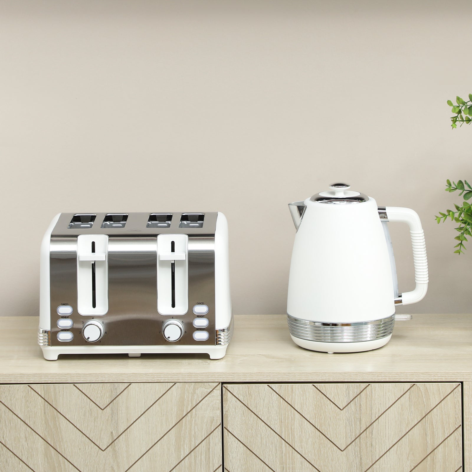 Quick Boil Kettle & Toaster Set | White