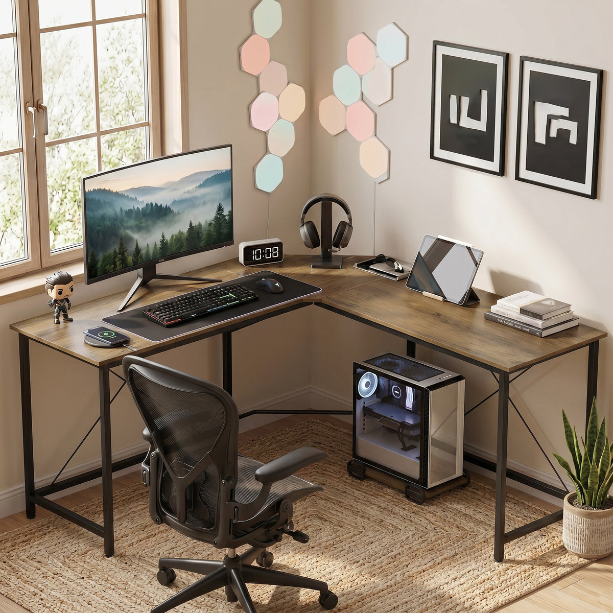 HOMCOM Corner L-shape Computer Desk Gaming Pc Workstation For Home Office
