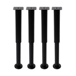 Set Of 4 Adjustable Metal Furniture Legs For Cabinet Table Feet Replacement | Large | Black