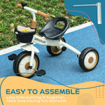 Trike W/ Adjustable Seat Basket, Kids Tricycle For 2-5 Years Old | White