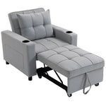 3-in-1 Sofa Bed, Convertible Sleeper Chair With Adjustable Backrest | Light Grey