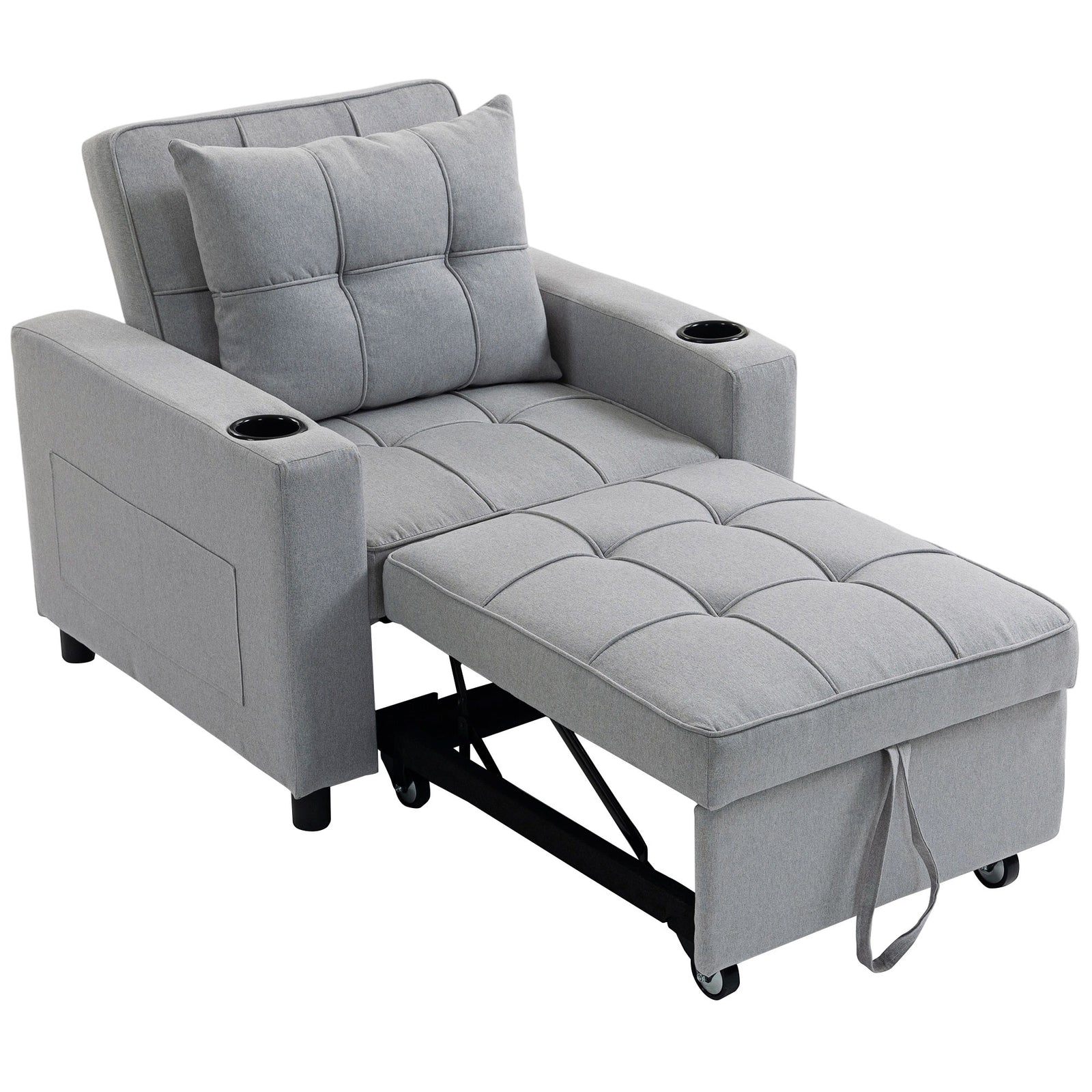 3-in-1 Sofa Bed, Convertible Sleeper Chair With Adjustable Backrest | Light Grey