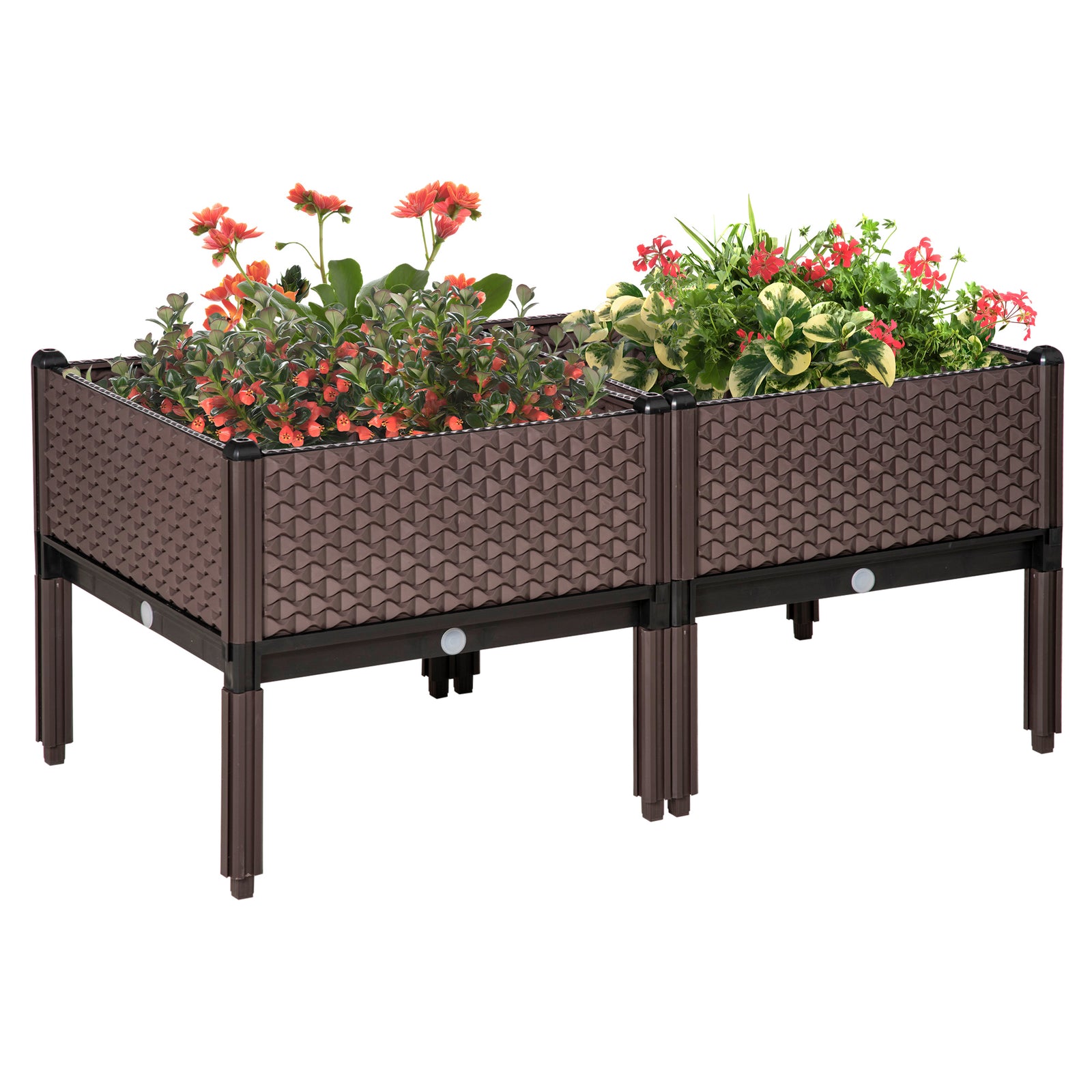 Set Of 2 Raised Garden Bed With Self-watering