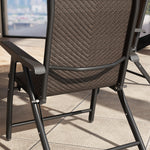 4 Pcs Rattan Folding Chair Set 7 Levels Adjustable Backrest