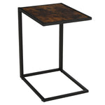 C-shape Side End Table W/ Steel Frame Wide Base | Brown