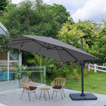 Large Square Patio Parasol With Durable Polyester Canopy, Pa Waterproof Coating, Adjustable Height, 360° Foot Pedal Rotation With Cross Base & Square Base | One Size | Dark Gray
