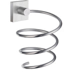 Hair Dryer Wall Mounted Spiral Holder Station For Bathrooms | Brushed Chrome