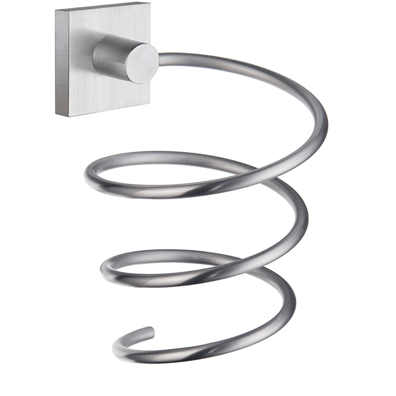 Hair Dryer Wall Mounted Spiral Holder Station For Bathrooms | Brushed Chrome