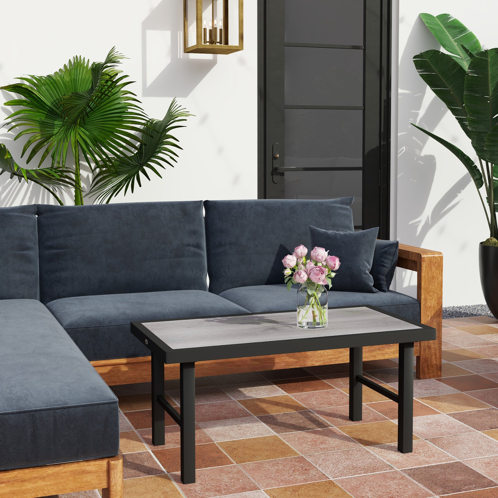 Garden Coffee Table W/ Spc Woodgrain Tabletop | Gray