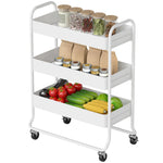3-tier Storage Trolley, Storage Cart With Mesh Backets, Wheels | White