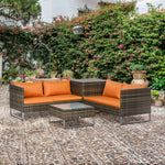 4pcs Patio Rattan Sofa Garden Furniture Set W/ Table | Orange