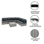 Rattan Modular 7 Piece Furniture Set | Grey