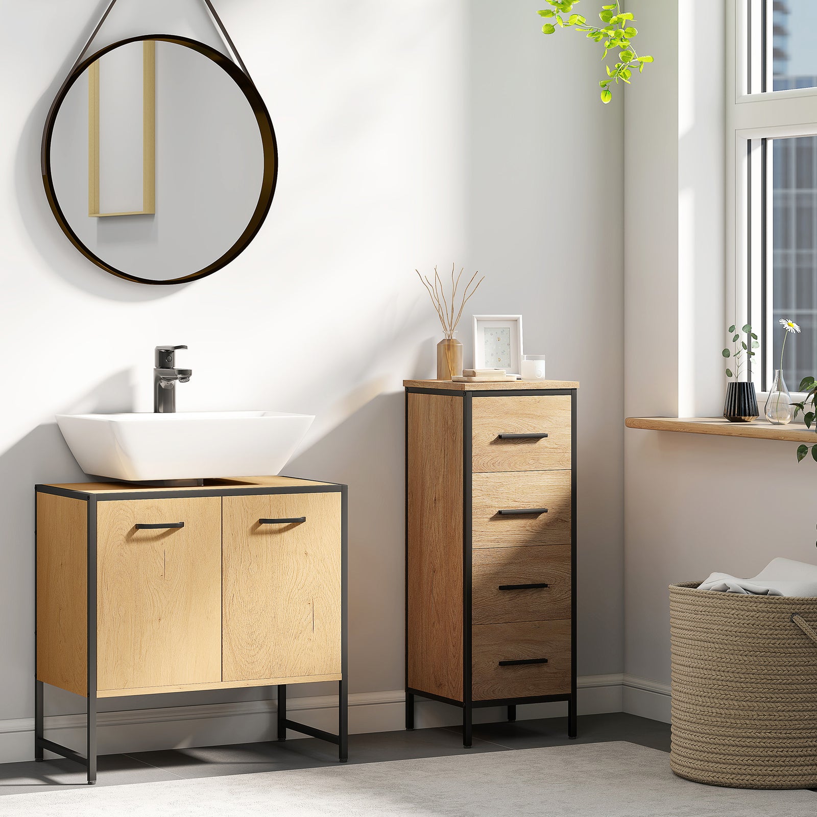 Bathroom Under Sink Cabinet For Basin Without Or With Pedestal | Natural
